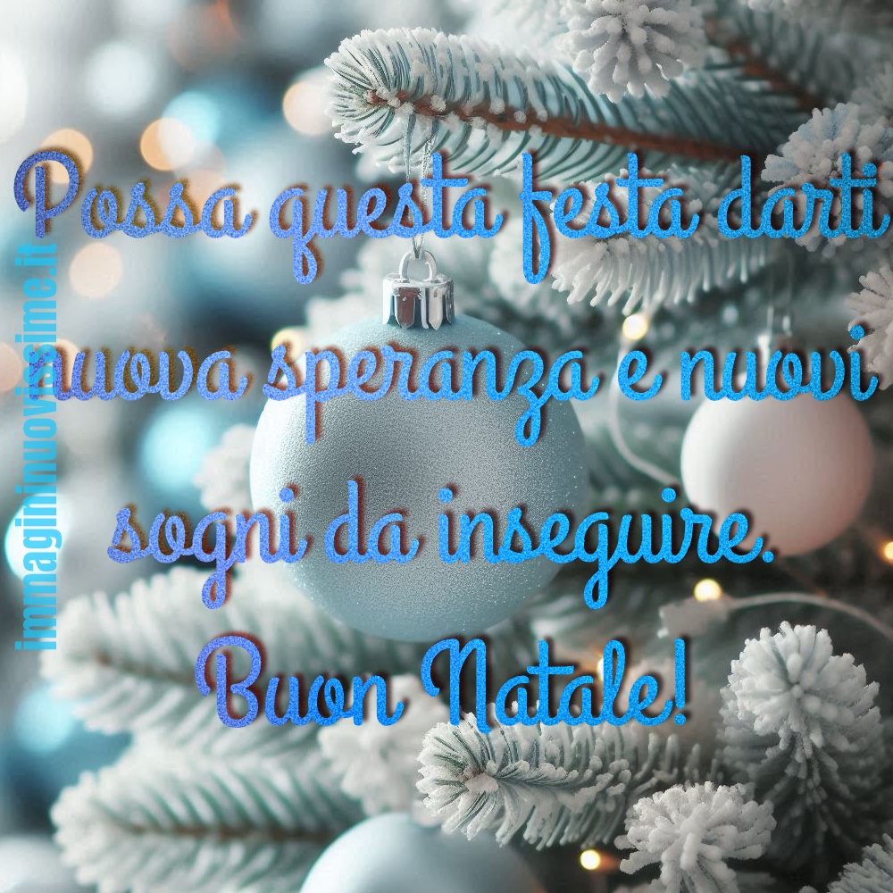 Possa questa festa darti nuova speranza e nuovi sogni da inseguire. Buon Natale!