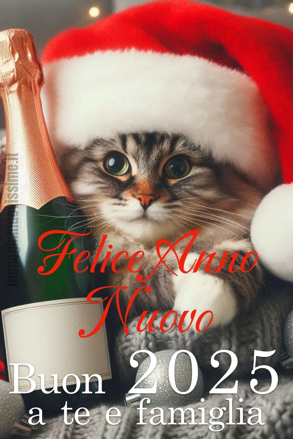 Buon Anno 2025 a Te e Famiglia dal gattino natalizio